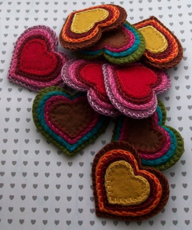 Stacked Felt Hearts - Rich, Deep Colours To Raise The Temperature And Inflame Your Passion ;)......
